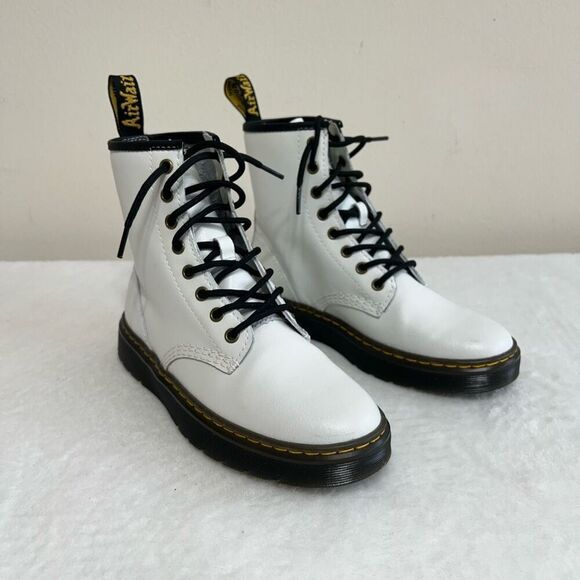 Dr. Martens Shoes - Dr. Martens White Zavala Combat Boots Lace Up 6 Women